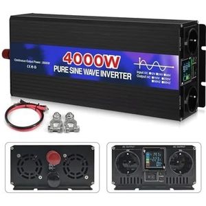 Inverter Auto-omvormer DC 12V 24V 48V Naar AC 220V Spanningsomvormers Zuivere Sinusomvormers Dubbele EU-aansluiting 4000W 5000W 6000W Converter(48V,220V 60hz,4000W (Rated 2000W))