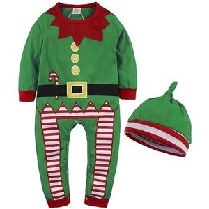 Kerstman pasgeboren baby kinderen Halloween kerstkostuum cosplay COS1035 jumpsuit(Green,90)