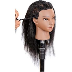 14 inch gouden mannequin hoofd cosmetologie pop oefenhoofd for kapper oefen vlechten haarstyling(Black B)
