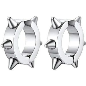 Zwarte Punk vrouwen mannen oorbellen oorstekers Spike klinknagel hoepel Huggie Gothic zwart roestvrij staal Earring sieraden geschenken accessoires