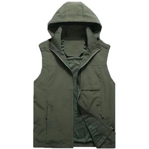 Pegsmio Outdoor Vest Voor Mannen Grote Zak Hooded Jas Streetwear Vest, EN8, 4XL