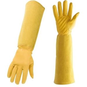 Rose Snoeihandschoenen For Mannen En Vrouwen Lange Doornbestendige Tuinhandschoenen Ademende Lederen Handschoen Beste Tuincadeau (Color : Yellow)