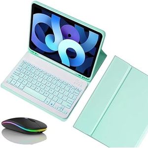 Toetsenbordhoes voor Samsung Galaxy Tab S10 Plus 12.4'' 2024/S9FE Plus 12.4'' 2023/S9 Plus 12.4'' 2023, Afneembaar Draadloos Toetsenbord Met Achtergrondverlichting en Bluetooth-muis,Groen