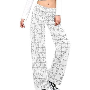 Witte Puzzel Stukken Yoga Broek Voor Vrouwen Casual Broek Lounge Broek Trainingspak Met Trekkoord L