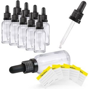 Oputec - Pipetfles - Helder Glas - 30 ml - Set van 10 met Glazen Pipet en Etiketten
