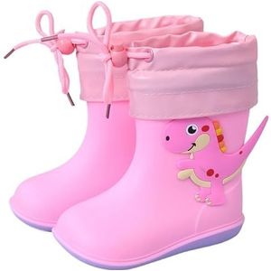 Regenschoenen for jongens en meisjes, regenlaarzen, waterdichte schoenen, antislip regenlaarzen(Color:Pink velvet,Size:Size 16/16cm)