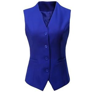 Hgvcfcv Formele 4 knopen V-hals zakelijke jurk pak vest vest vest voor dames, koningsblauw, XL