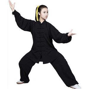 qyy Tai Chi Uniforme Kleding, Vechtsporten Sets Met Ingebouwde Pocket Chinese Traditionele Mannen Vrouwen Kleding Shaolin Kung Fu Wing Chun Taekwondo Katoen Training Kleding Zwart-XS