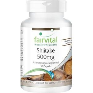 Fairvital | Shiitake 500mg - HOOG GEDOSEERD - VEGAN - 90 capsules - Lentinula edodes - paddenstoel poeder