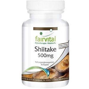 Fairvital | Shiitake 500mg - HOOG GEDOSEERD - VEGAN - 90 capsules - Lentinula edodes - paddenstoel poeder
