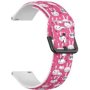 RYANUKA Compatibel met Fossil Gen 5 Carlyle/Julianna/Garrett HR, Q Explorist Gen 4/3, Sport 43 mm, Gen 5E 44 mm, (Bunny Happy Easter) 22 mm zachte siliconen sportband armband band