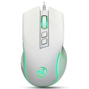 HXSJ X100 Gamingmuis Bedraad,Ergonomische Gamingmuizen met 7 Kleuren LED-achtergrondverlichting, 3600 DPI Verstelbare Optische Sensor Computermuis,voor PC,Laptop,Mac,Game - Wit