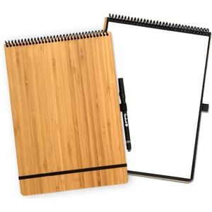 Bambook Notepad - Luxe Bamboe Hardcover - A4 - Blanco - Herbruikbaar Notitieboek, Uitwisbaar Notitieblok, Duurzaam Whiteboard Spiraalblok - Inclusief Gratis Pen & Bambook App