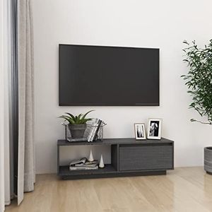 DIGBYS TV Kast Grijs 110x30x33,5 cm Massief grenenhout