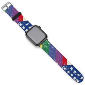 Rainbow Gay Pride LGBT met Amerikaanse vlag Unisex horlogeband compatibel met IWatch siliconen polsbandjes gezellige vervangende band 42 mm/44 mm