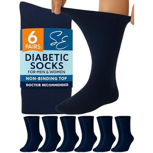 Special Essentials 6 paar diabetische sokken bemanning artsen goedgekeurd marine unisex (marine, 9-11)
