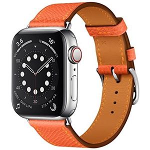 By Qubix - Lederen bandje - Oranje - Compatible met Apple Watch 38mm / 40mm / 41mm - Compatible Apple watch bandjes