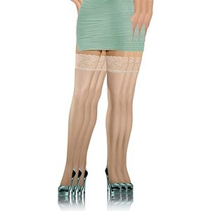 Sesto Senso 3 paar sexy kousen voor dames, met kanten top, 8 denier, 3 paar - Pouder, Medium-Large
