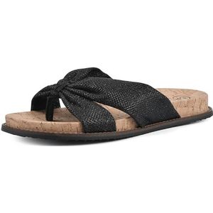 WHITE MOUNTAIN Malanga platte sandaal voor dames, Zwarte Glitter Fab, 42 EU