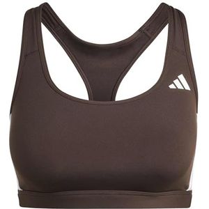 adidas Mujer Optime Essentials Workout 3-Stripes Medium Support Bra, Aurora Coffee Met./white, S