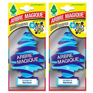Arbre Magique Mono, luchtverfrisser voor auto, geur jasmijn & narcissus, frisse en zachte geur, houdbaarheid tot 7 weken, gemaakt in Italië, verpakking van 2 stuks
