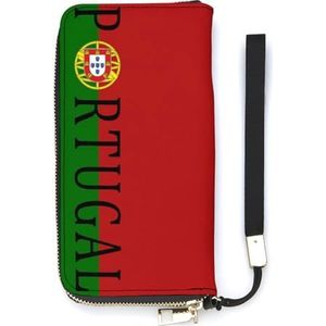 Portugal Voetbal Dames Portemonnee Lederen Bifold Portemonnee Creditcard Clutch met Rits Pocket Polsband Handtas Gift voor Mannen