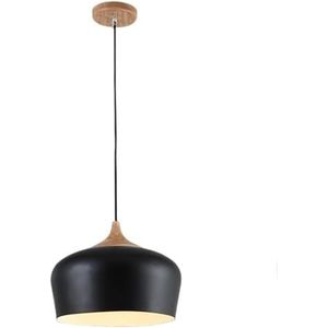 LANGDU Amerikaanse stijl kroonluchter Macaron houten lampenkap modern eenvoudig decor aluminium hanglampen restaurant koepel hanglamp verlichting for keukeneiland studeerkamer woonkamer bar (Color :