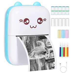 Mini Draagbare Thermische Fotoprinter - Draadloze BT Pocket Printer Met 13 Rollen Thermisch Papier - Instant Oplaadbare Mobiele Printer Voor Fotolabels en Memo's