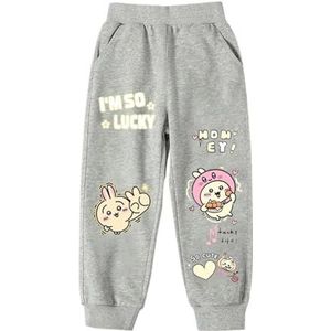 MAOXITCATY Broeken met cartoonprint voor jongens en meisjes Veelzijdige casual kinderbroeken Sportieve broeken met omgeslagen manchetten,Grey 2,110cm