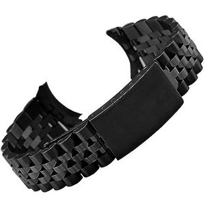 LQXHZ Gebogen Einde Metalen Roestvrij Stalen Band Compatibel Met Rolex Luxe Armband Horlogeband Accessoires Heren 18 Mm 19 Mm 20 Mm 21 Mm 22 Mm (Color : Black, Size : 22mm)