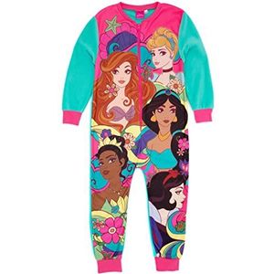 Disney Prinses Meisjes Blauwe Onesie | Alles-in-één loungekleding van fleece | Assepoester Sneeuwwitje Jasmijn Kleine Zeemeermin Tiana | Pyjama voor kinderen PJ's Slaappak | Gezellige cadeauartikelen