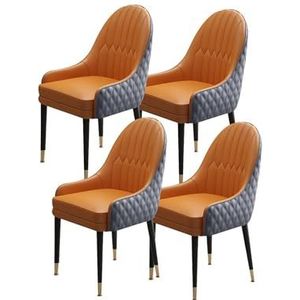 Eetkamerstoelen set van 4, leer zacht gevoerde zitting moderne accent fauteuils huishoudelijke massief houten poten rugleuning stoel