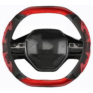 Afdekking Voor Het Stuur Voor Peugeot 3008 4008 5008 Antislip Auto Stuurhoes Auto Interieur Accessoires Stuurhoes Auto(Rood)