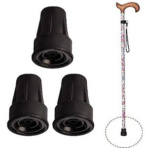 SB - 3 stuks krukpluggen, 17 mm, 18 mm en 19 mm, zwarte eindkappen, antislip rubberen doppen, versterkte stangkappen met metalen ring, rubberen pluggen voor krukken en wandelstokken (807-3)