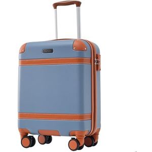 Auroglint harde schaal, ABS-materiaal koffer met TSA douaneslot handbagage, 56 x 38,5 x 23,5 cm (L*W*H), Blauw & Bruin, Carry-On-20-Inch, Uitbreidbare bagage met harde schaal met spinnerwielen
