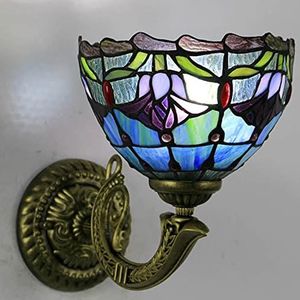 Tulp Paarse Wandlamp Tiffany Nachtkastlamp Wandlamp Badkamer Gekleurde Glazen Lampenkap Slaapkamer Gang Kaptafel Lamp