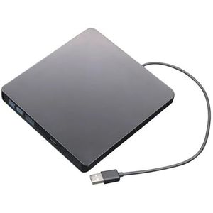 Thuiskantoor Laptop DVD-brander Slanke Externe DVD RW-drive Brander USB3.0 Kaartlezer Speler Optische Drive Heldere Beeldkwaliteit Stabiele Audio(Black)