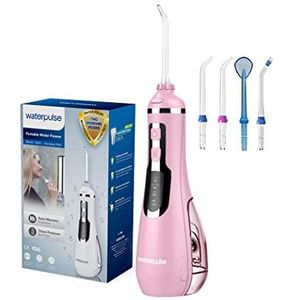NPO Draadloze waterflosser, werkt op batterijen en draagbaar voor reizen en thuis, V500 (roze)