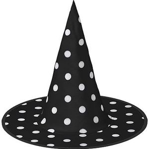 ZISHAK Zwart-witte polka dot Halloween heksenhoed voor vrouwen, ultieme feesthoed voor het beste Halloween-kostuumensemble