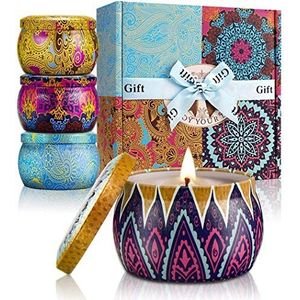 Yming set geurende kaarsen, 100% soja was, opluchting van stress en aromatherapie voor de yoga -badende geschenkgeschenken vastgesteld voor de verjaardag van de moeder Valentijnsdag