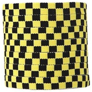 Kleuren schoenen Geruit raster Platte schoenveter Sneaker Veters Kleuren Schoenveter Afdrukken Linten Schoenveters Vetersluiting(Black Yellow,140cm)