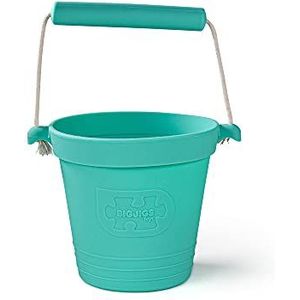 Bigjigs Toys Adventure Collapsible Bucket (Eggshell Green) - Silicone Bucket for Sandpit, Holiday Toys for Toddlers, Quality Sand and Water Toys