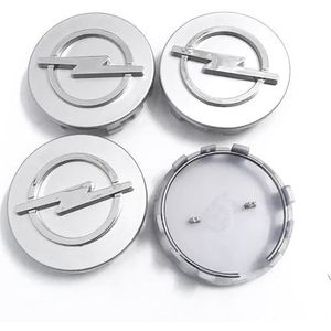 4 Stuks Naafdoppen voor Opel Astra J H G K, Wielnaafdop Hoogwaardig ABS Autonaafdoppen Waterdichte Stofdichte Auto Velgdeksel Wieldoppen,Silver-64mm