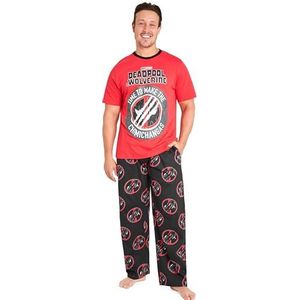 Marvel Deadpool en Wolverine heren pyjamaset, zachte, comfortabele pyjama's loungewear - cadeaus voor mannen, Rode Deadpool Wolverine, S