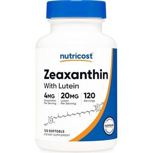 Nutricost Zeaxanthine met Lutein 20 mg, 120 softgels – Potent, niet-GMO, glutenvrij **G