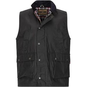 Walker and Hawkes Wax Winchester bodywarmer voor heren, waterafstotend, waskatoen, met corduroy kraag en tartan voering, Donkerblauw, XXL