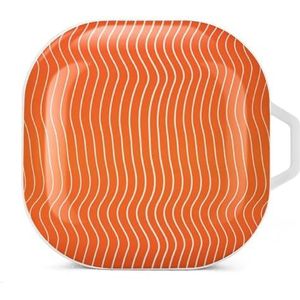 Rood zalm vlees gesneden oordopjes hoesje compatibel met Samsung harde schaal beschermhoes wit stijl