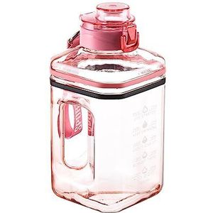 Fedsolife Drinkfles van 2,2 liter, met chug-deksel, BPA-vrij, vaatwasserbestendig, waterfles met motivatie, tijdmarker en handgreep, lekvrij, grote waterkan voor camping, sport, workouts (roze)