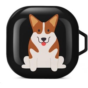 Welsh Corgi hond oortelefoon hoesje compatibel met Galaxy Buds/Buds Pro schokbestendig hoofdtelefoon hoesje zwart stijl