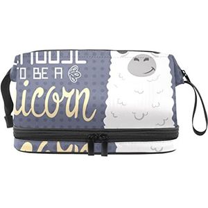 Grote capaciteit reizen cosmetische tas,Alpaca Eenhoorn Leuke Cartoon Llama,Make-up tas,Waterdichte make-up tas Organizer, Meerkleurig, 27x15x14 cm/10.6x5.9x5.5 in